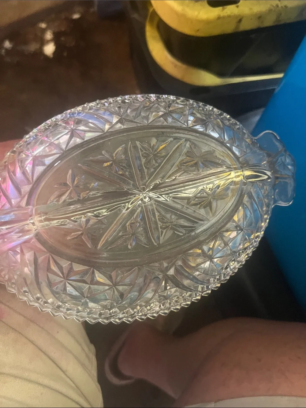 Vintage Pressed Glass Divided Relish Dish - Clear